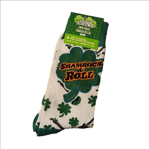 4/$25 Saint Patricks Day Socks St Paddys Day Four Leaf Clover Guitars  Unisex